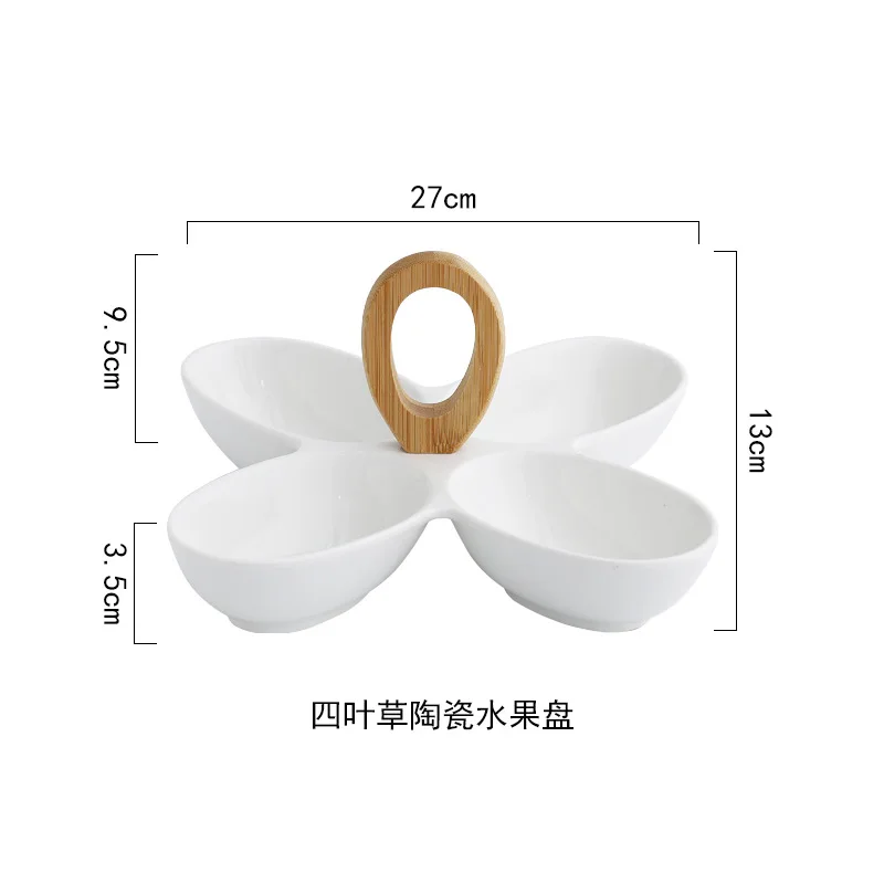 Ceramic Compartment Plate Tray for Snack Serving Divided Tray for Dried Fruit and Nuts Dinnerware Sets