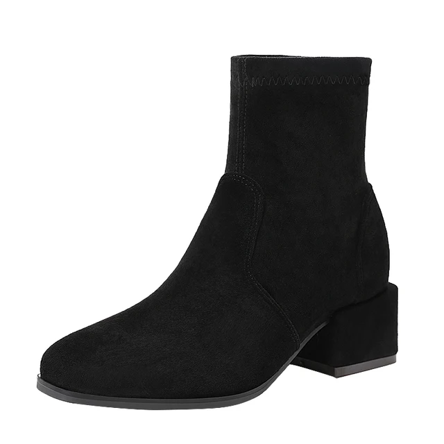 2022 Autumn and Winter Wholesale fashion black suede leather snow sexy thick heel ankle boots women boots for women