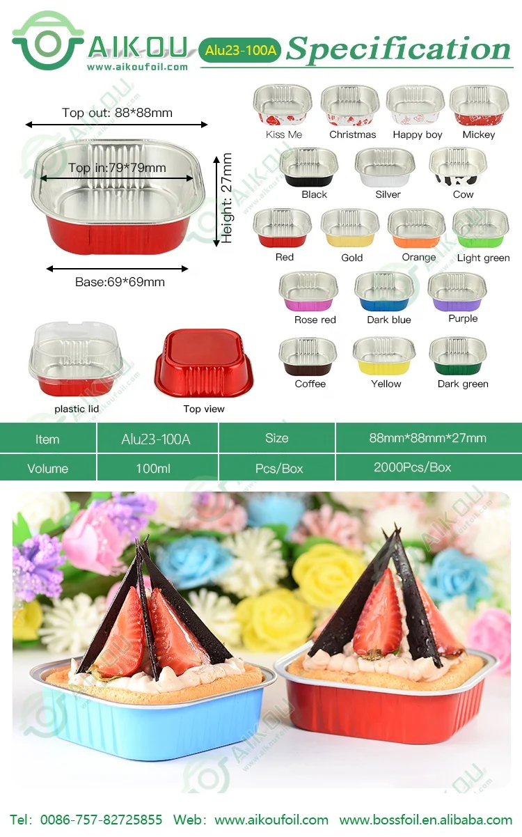 Disposable Cups Aluminum Foil Baking Cup Candle Packaging Box Container