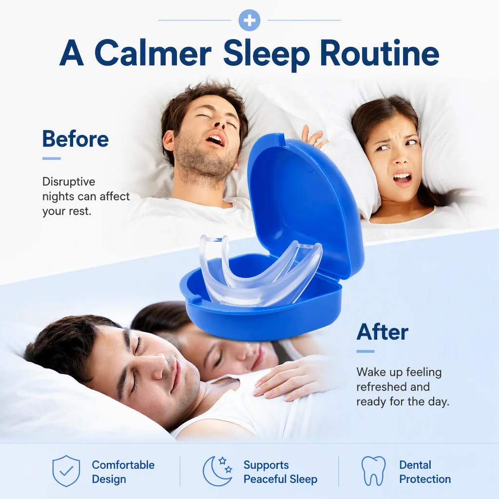 Night Time Snoring Relief Antisnoring Mouth Guard Mouth Tray Kit for Adult Sleepers Home Bedroom Dental Hygiene
