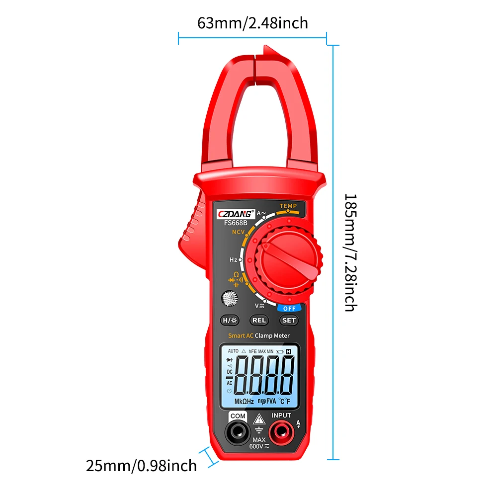 Full Functions 4000 Counts Auto-ranging Digital Clamp Multi Tester Multimeter with Backlight LCD Screen Displaying