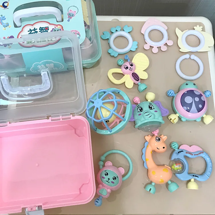 Оптовая продажа, подарок 2024, новая милая игрушка-колокольчик, пластиковые погремушки для младенцев, игрушки для прорезывателя, Набор погремушек для ребенка