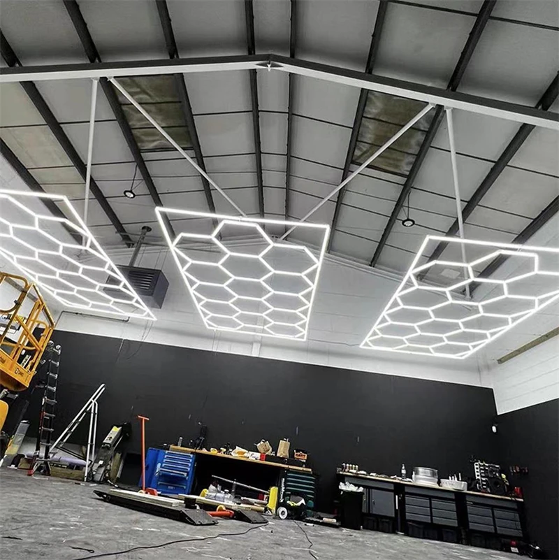 Modular 8X16Ft Aluminum Fast Dissipation Industrial Led Light Hexagon Led Light For Ceiling For Workshop Garage Light Lamp Led