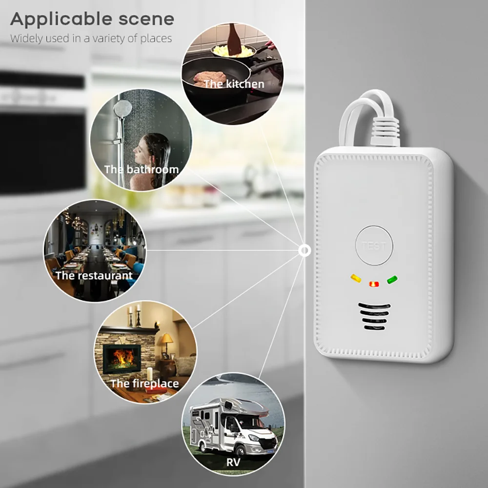 New Alarm Toma Corriente Pared Combustible Gas Leak Detector With Solenoid Valve Car Domestic