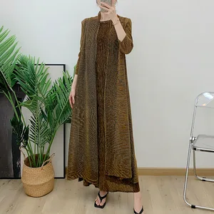 Women's Fashion Dress High-Quality Shawl Vest Dress Set with Stylish Casual Dress Miyake Pleated Dress