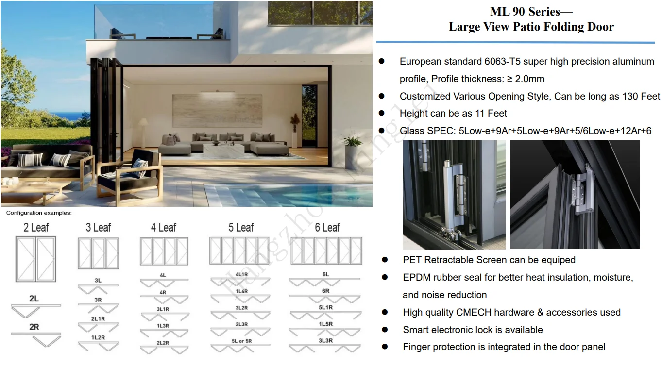 product minglei custom security bi fold aluminum bifold patio doors-6