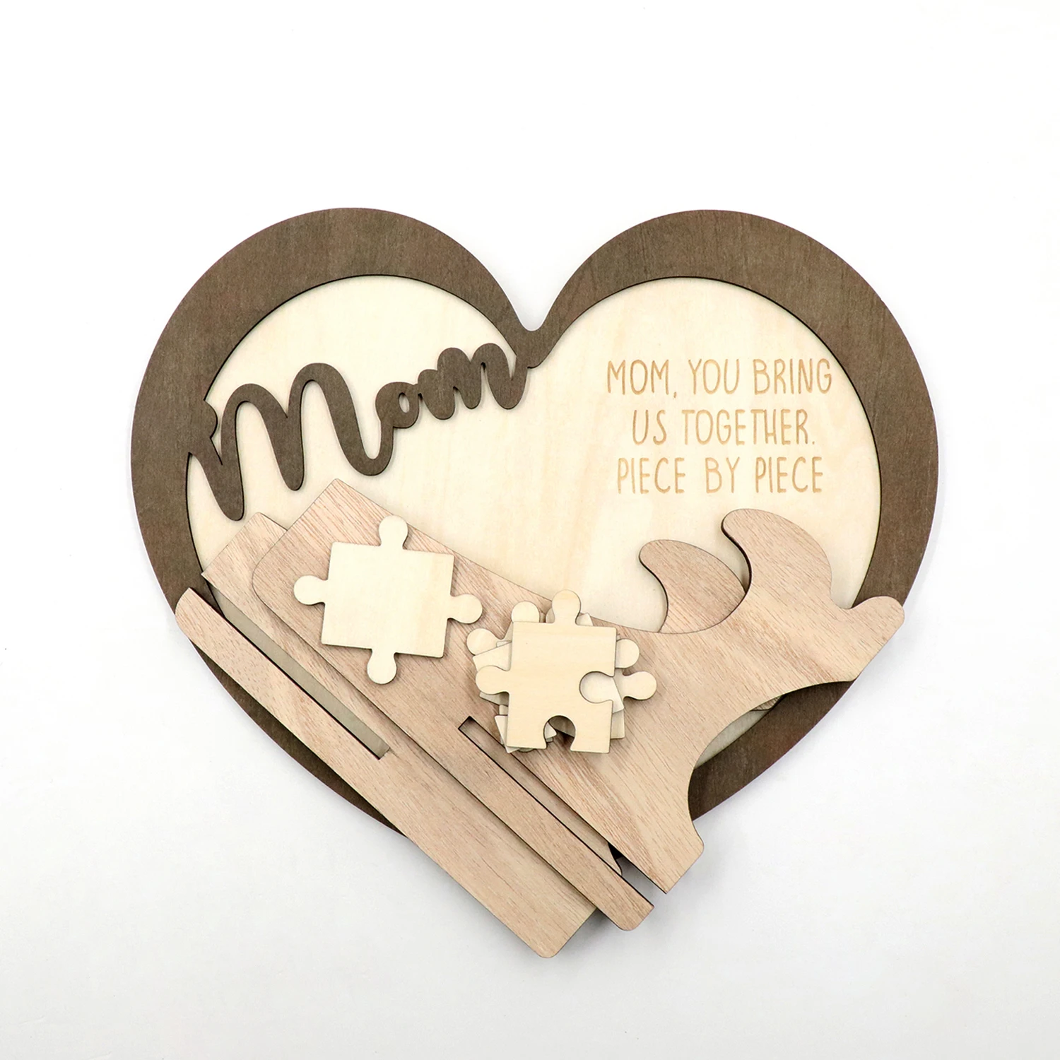 CH1519-Mother's Day Family Puzzle Frame Heart -Mom You Bring Us Together Piece By Piece Gift manufacture