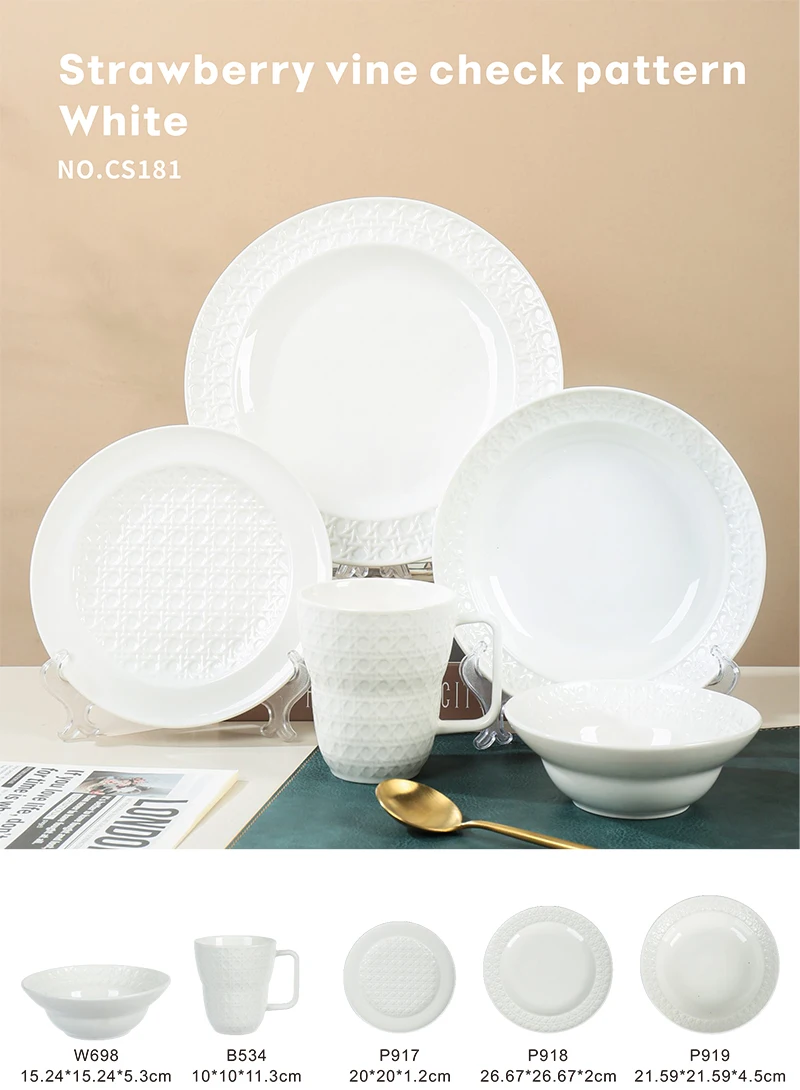 product wholesale ceramic porcelain reusable dinnerware set round shape salad platter dish plate for hotels home use-1