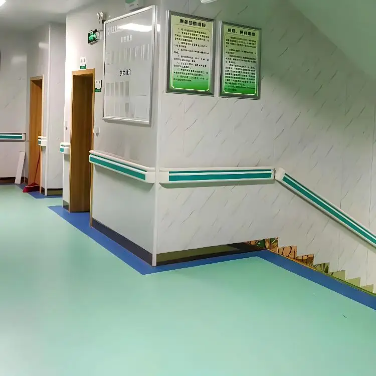 PVC Cover and Aluminium Retainer Hospital Stair Wall Handrail Plastic Hand Rail for Elderly