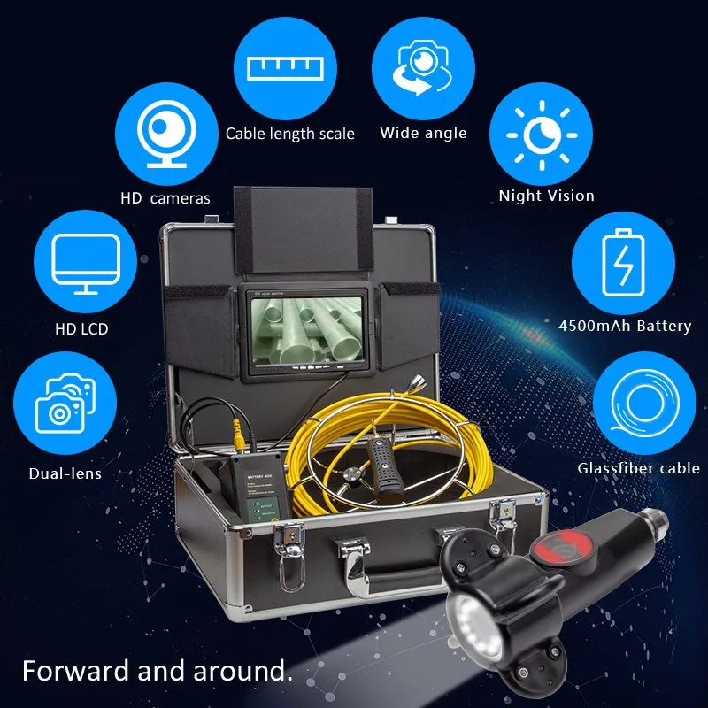 Factory Pipe Inspection Camera Inspection Camera  Pipe Drain Pipe Sewer Pipeline Inspection Camera Video with 12 White Light