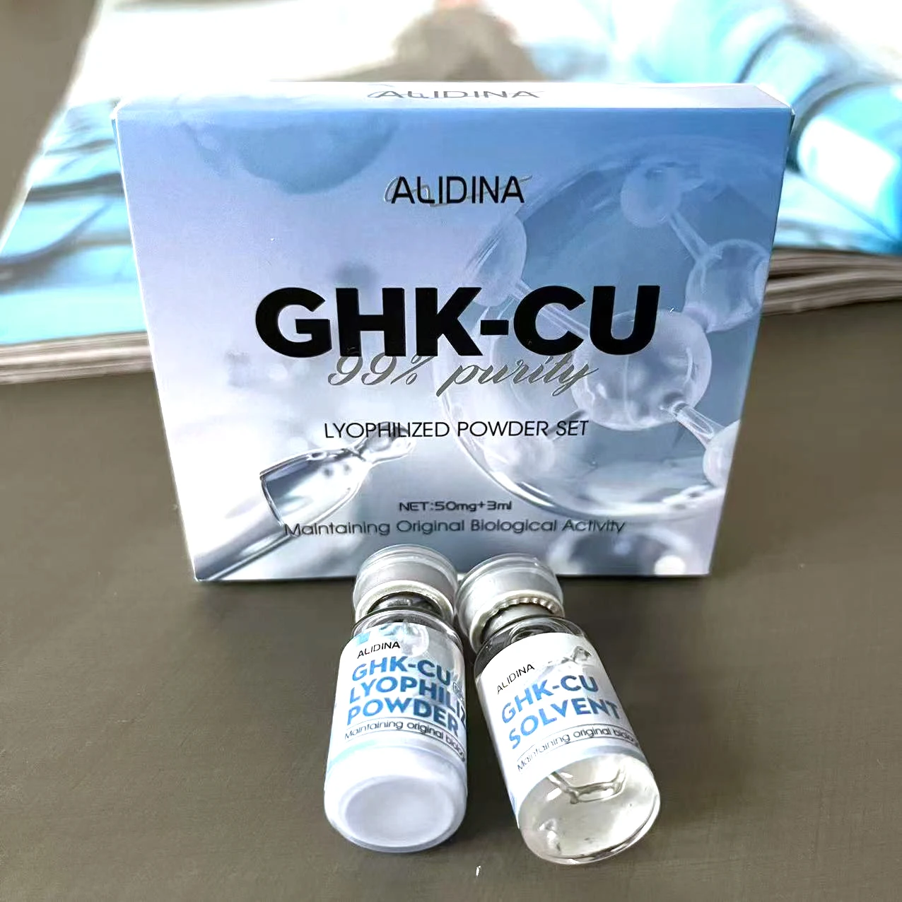 High Purity Fast Delivery Cosmetic Grade Age-aging Ghk Cu Powder Serum Blue Copper Ghk-cu Peptides for Skin Care d