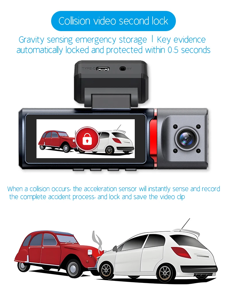 3.16 Inch Car Camera 3 Lens Car DVR Wifi GPS Night Vision 4K Recording 3 Channel Dash Cam