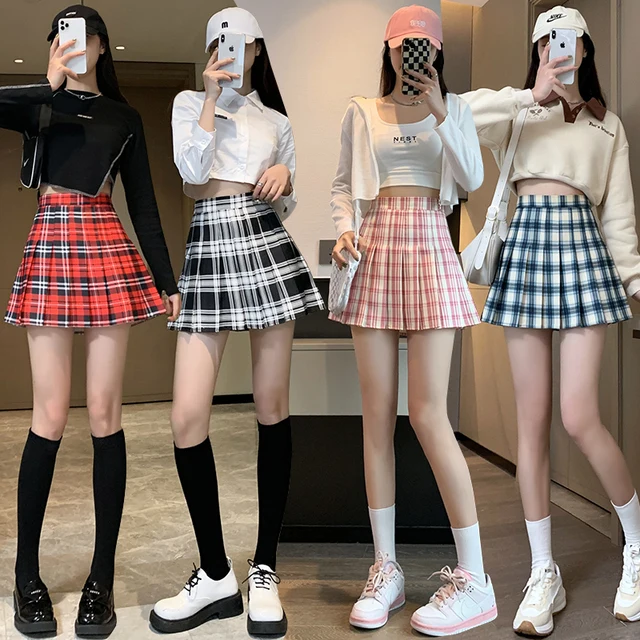 Korean High Waist Mini Skirt Women School Girls Sexy Cute Pleated Skirt with Zipper Women Summer Skirts