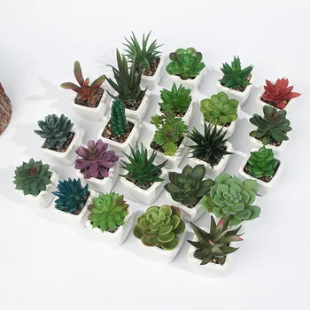 ceramic faux green cheap small mini simulation succulent potted plant home balcony decoration Home reasons artificial flower set