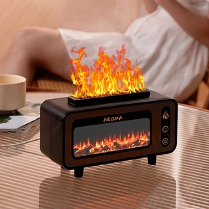 Hot Sale 200ml Mini Tabletop Aroma Humidifier LED Essential Oil Mist Maker 3D Colorful Flame Vintage Fireplace Style for Cars