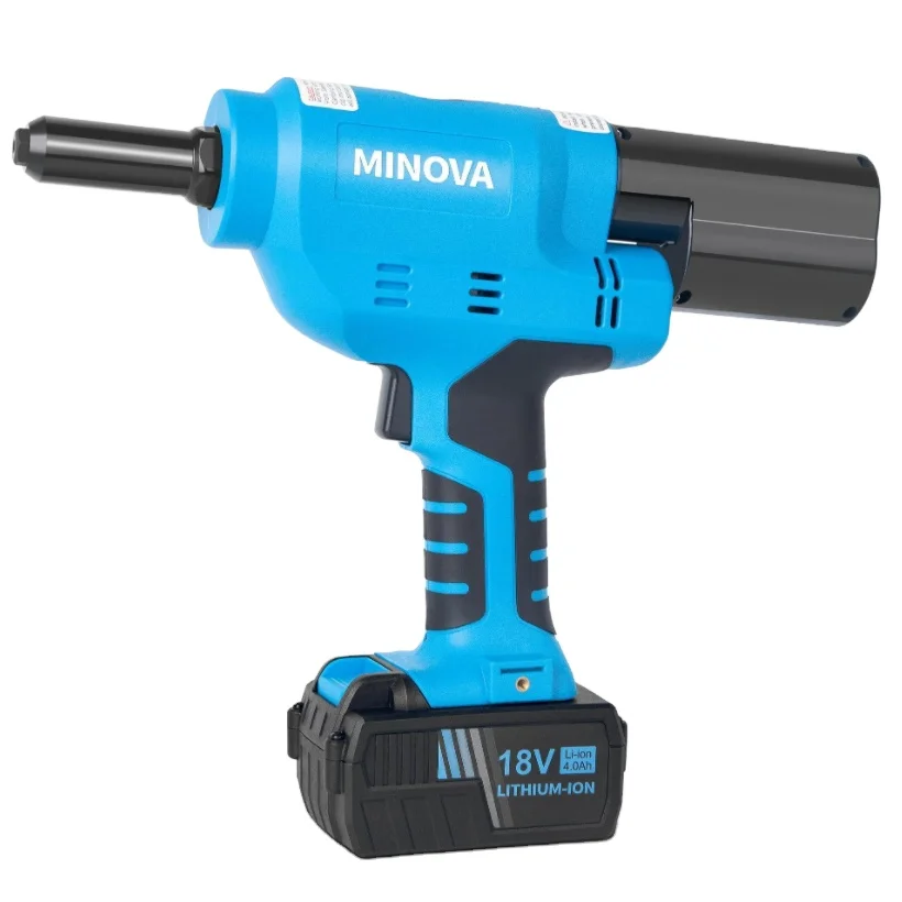 MINOVA Customized Durable Industrial Hand Riveter Tool Cordless Brushless 18v 4.0ah Lithium Battery Rivet Gun Set
