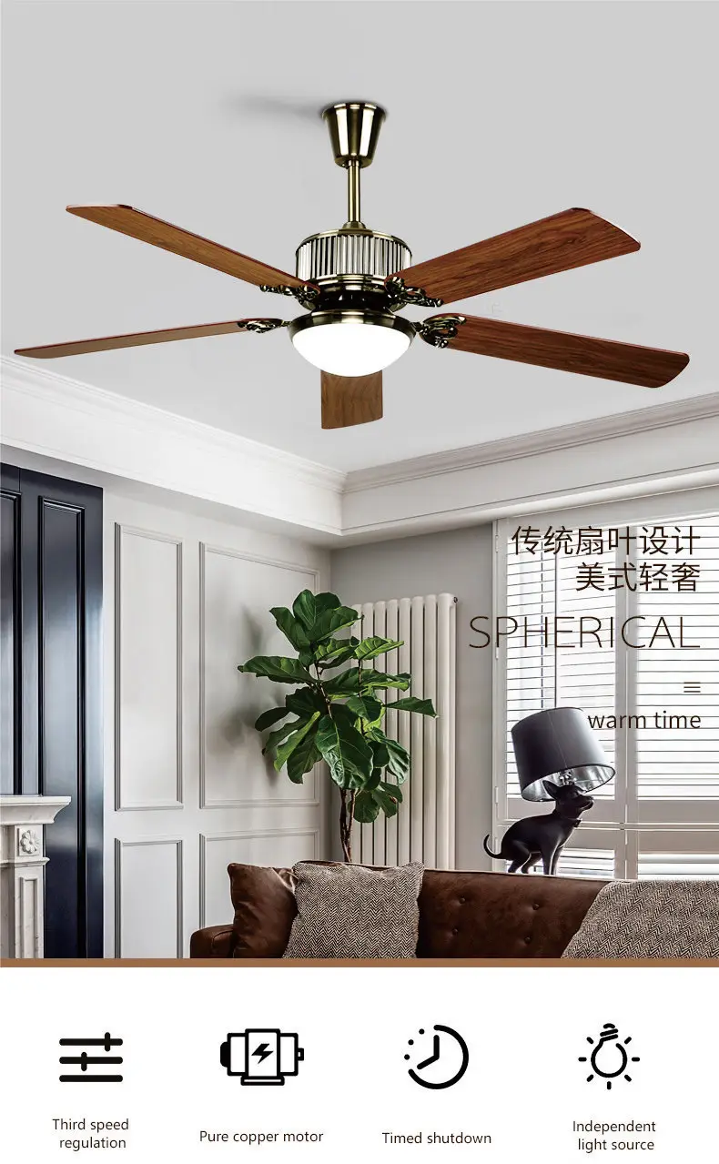 Top Selling Product Metal Body Collocation Frequency Conversion Remote Control LED Ceiling Fan