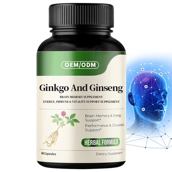 Best Selling Products 2023 OEM Private Label Brain Memory Supplement Support For Energy And Vitality Ginkgo And Ginseng Capsules