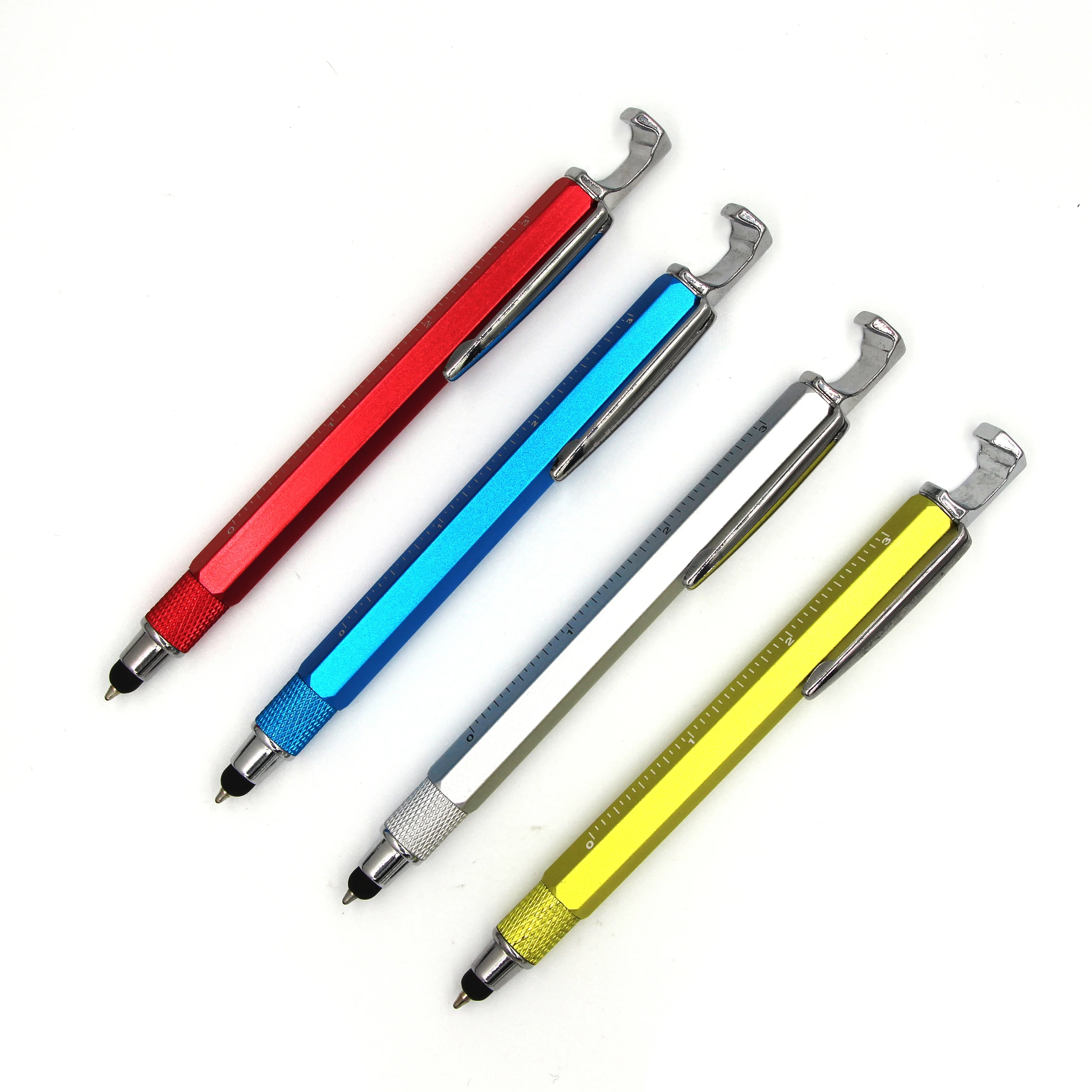 Multifunctional mobile phone holder ballpoint pen screwdriver tool pen spirit level caliper pen