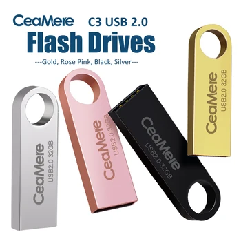 100% Original Ceamere CMC3 USB 2.0 Flash Drives 8GB 16GB 64GB Memory USB Stick 32GB FlashDisk 128GB 64GB Metal Pen Drive