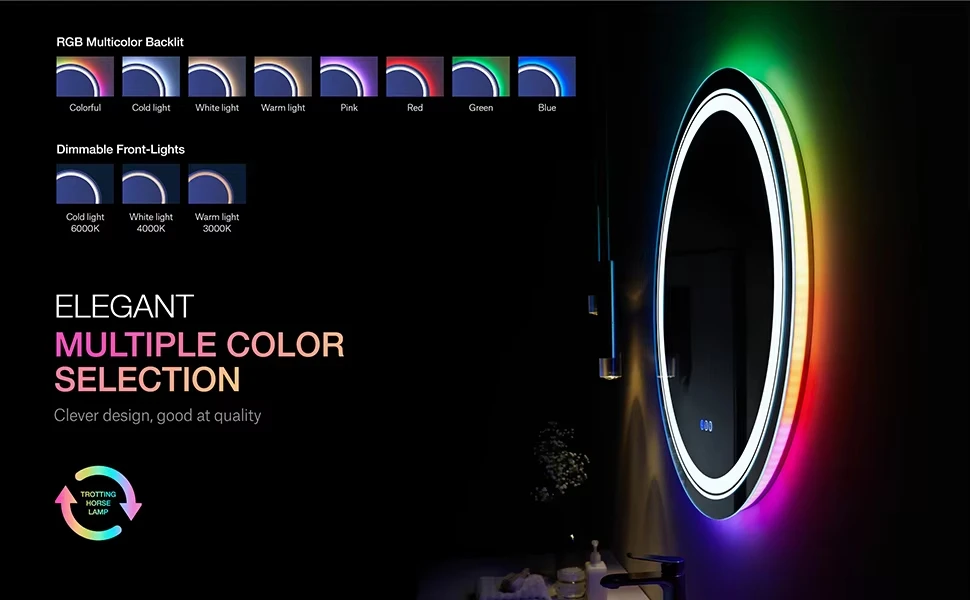 Smart Mirror - Modern Round LED Bath Mirror with Touch Screen