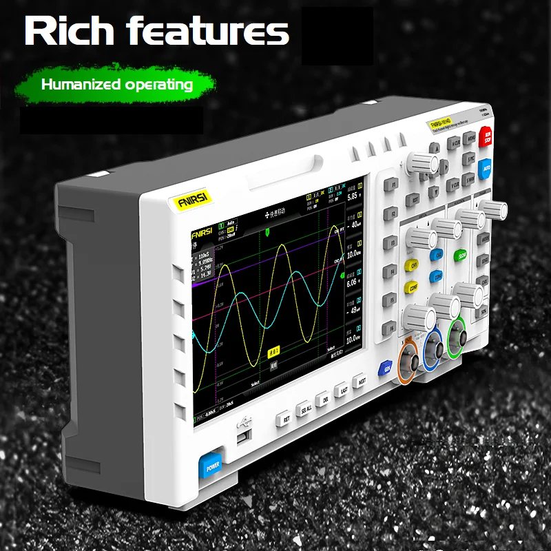Fnirsi 1014d Digital Oscilloscope Real Time Sample Rate 100mhz 2channels 1gsa/s Usb Host and Device Connectivity 7 Inch