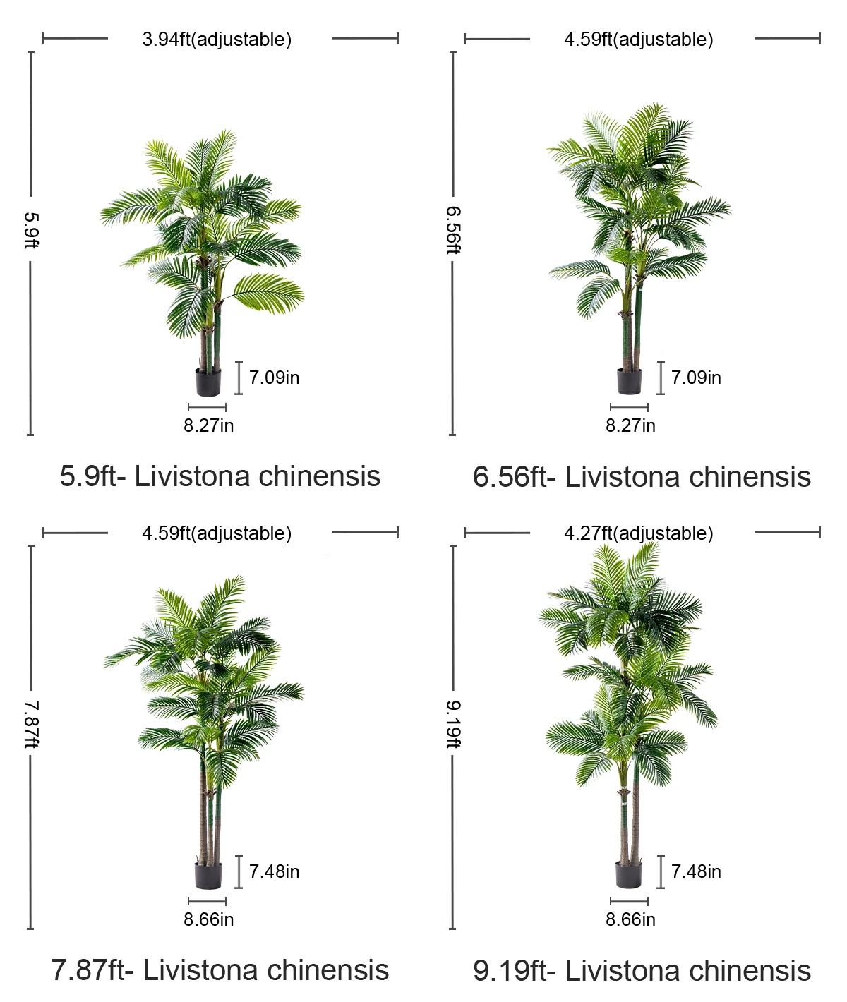 Manufacturer Direct Sales 8 Feet Giant UV-Resistant Artificial Plastic Palm Tree Home/Outdoor Landscaping Greening Plant details