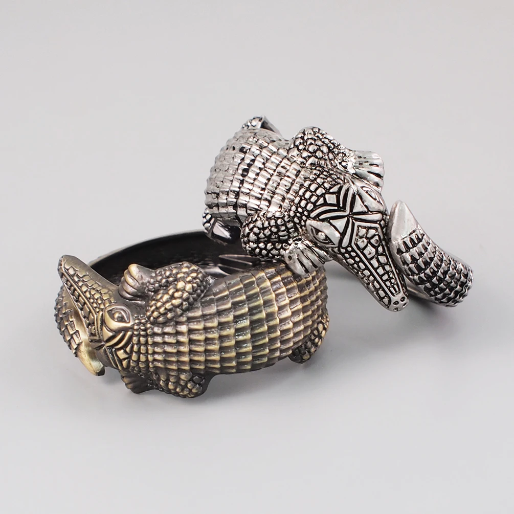 HANSIDON Wild Animal Design Latest Statement Bracelets Cuff Stretch Alligator Handmade Metal Arm Bangle India Jewelry Accessory