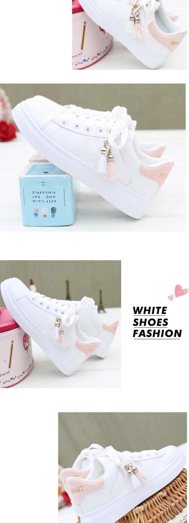 Ladies Casual Sneakers New Spring Autumn Fashion White Shoes Stock 2022 Breathable Lace Up 7067