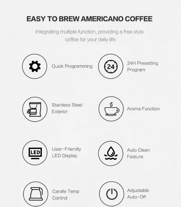 Home Use Smart Stainless Steel Automatic Cuisinart Coffee Maker