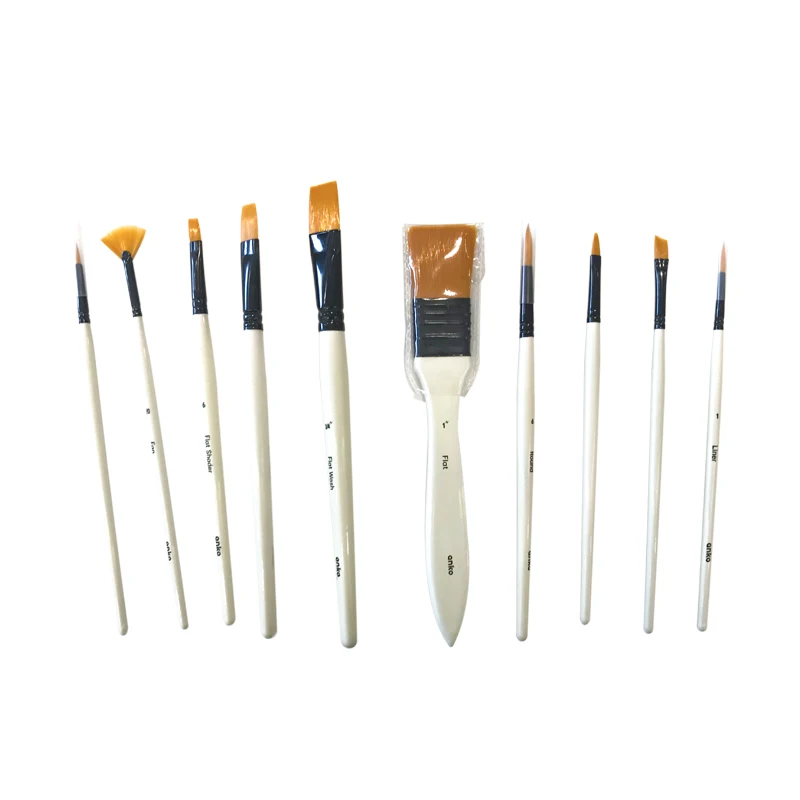 Набор кистей для рисования в кошельке, нейлоновые кисточки для акварели, акрила, маслом, таклона, 10 шт.