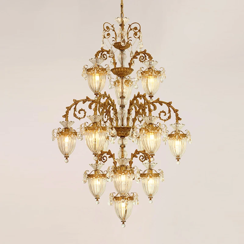 Jewellerytop European Classical Lighting Moroccan Style Pendant Light Antique Brass Stairwell Chandelier for Staircase