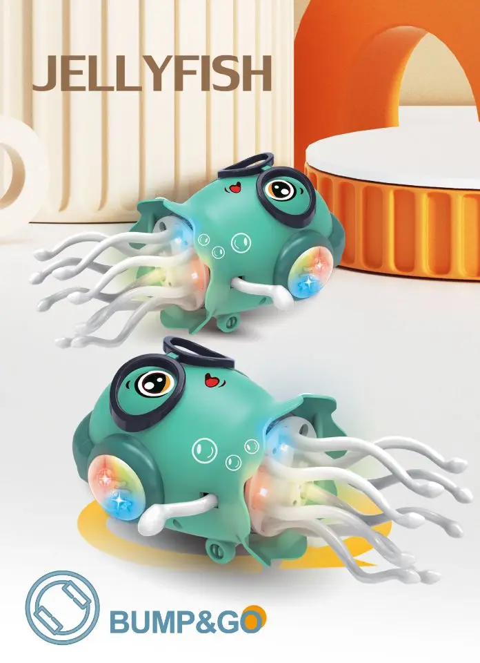 趋势耐用塑料发光二极管光章鱼电动感官爬行鱿鱼玩具避障功能电子宠物