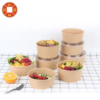 100% Compostable water-resistant Salad Bowl Disposable fruits bowls microwable round food container for fruit/ salad/ rice/ soup