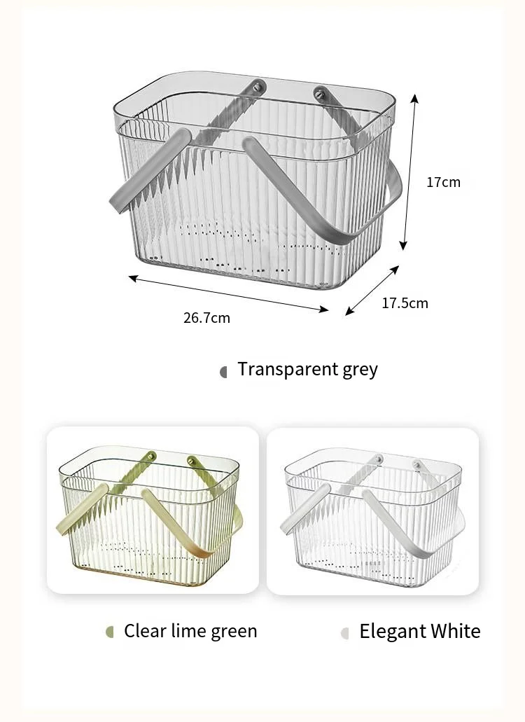 Nordic style handle storage box ins transparent PET desktop storage box Bathroom wash bath storage basket manufacture