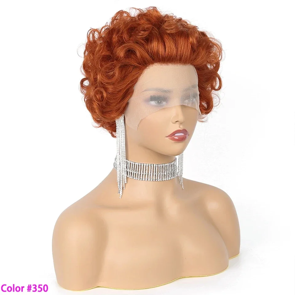 Korte Pixie Cut Pruik Menselijk Haar Pruiken Water Wave Ombre Bruin 13x1 Transparante Kant Voorkant Pruik Braziliaanse Maagdelijke Krullende Pruiken Voor Vrouwen_voghion.com