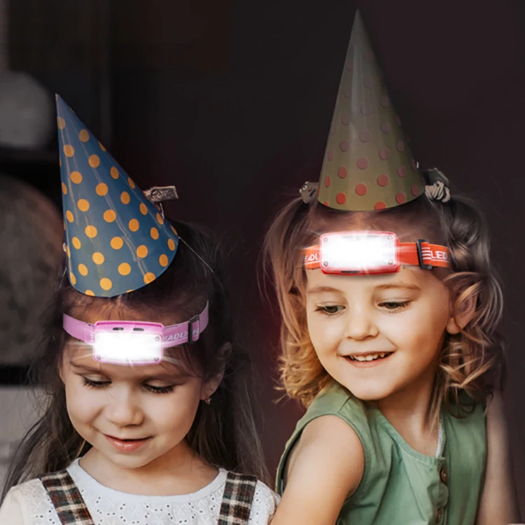 New Trend Multi Color Cute Mini Head Light Kids Outdoor Camping Light Motion Sensor Usb Rechargeable Led Headlamp for Children