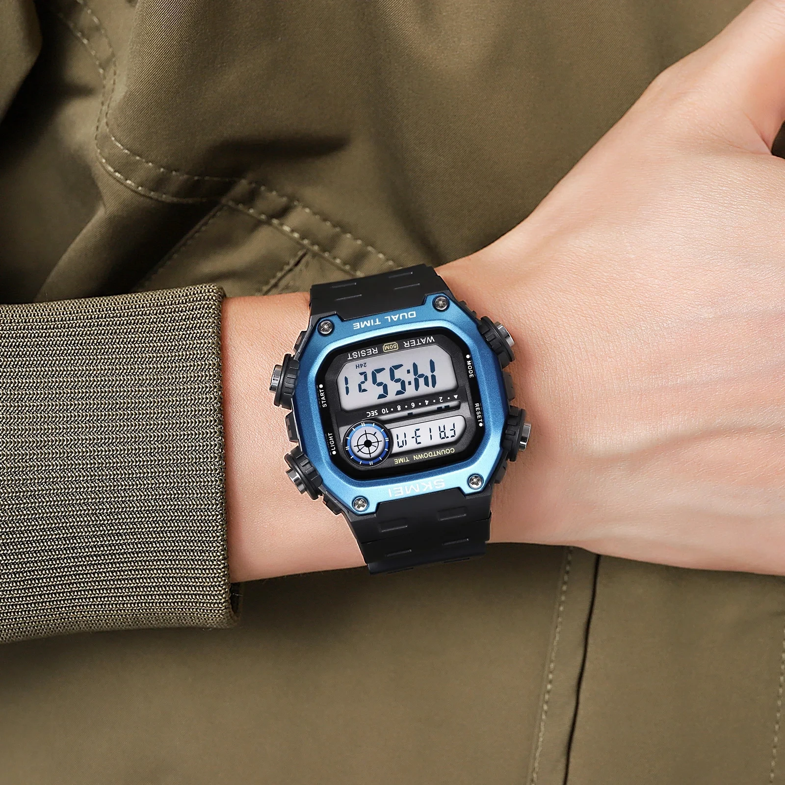 Orologio sportivo digitale militare da uomo, grande display, 5