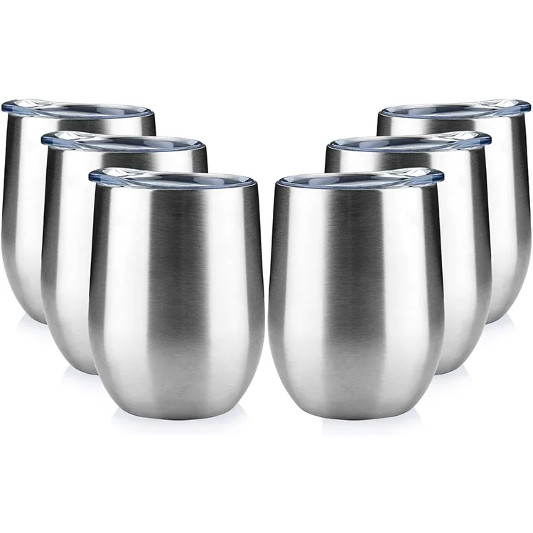 Stainless Steel Wine Tumbler Coffee Mug Personalized Custom Eco-Friendly Vacuum Insulated 12oz Lid Hand Grip 6-12 Hours Party
