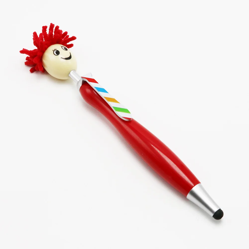 10Pcs Mop Head Pens Fun Mop Ballpoint Pen With Plush Hair Smile Face