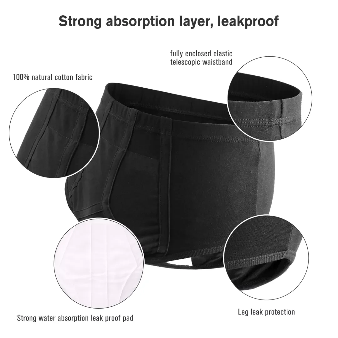Hot Selling Adult Men Incontinence Underwear Washable For Absorption