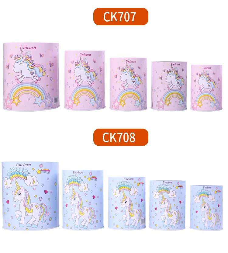 TOPSTHINK 5PC Sealing Piggy Bank Set unicorn Cute Tin Cans Coin Bank Money Box Saving for Kids