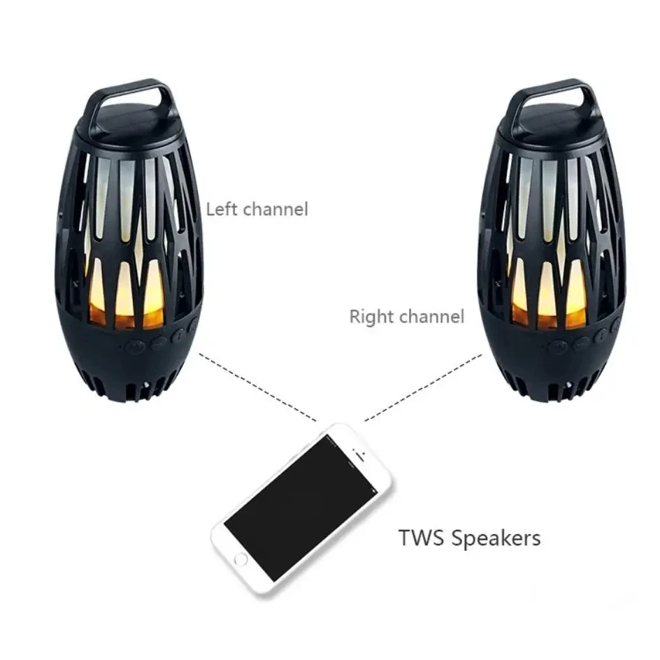 Custom ST2580 LED Flame Dancing Camping Light Outdoor Portable Handheld Music Audio Players TF Card Wireless bluetooth Speaker