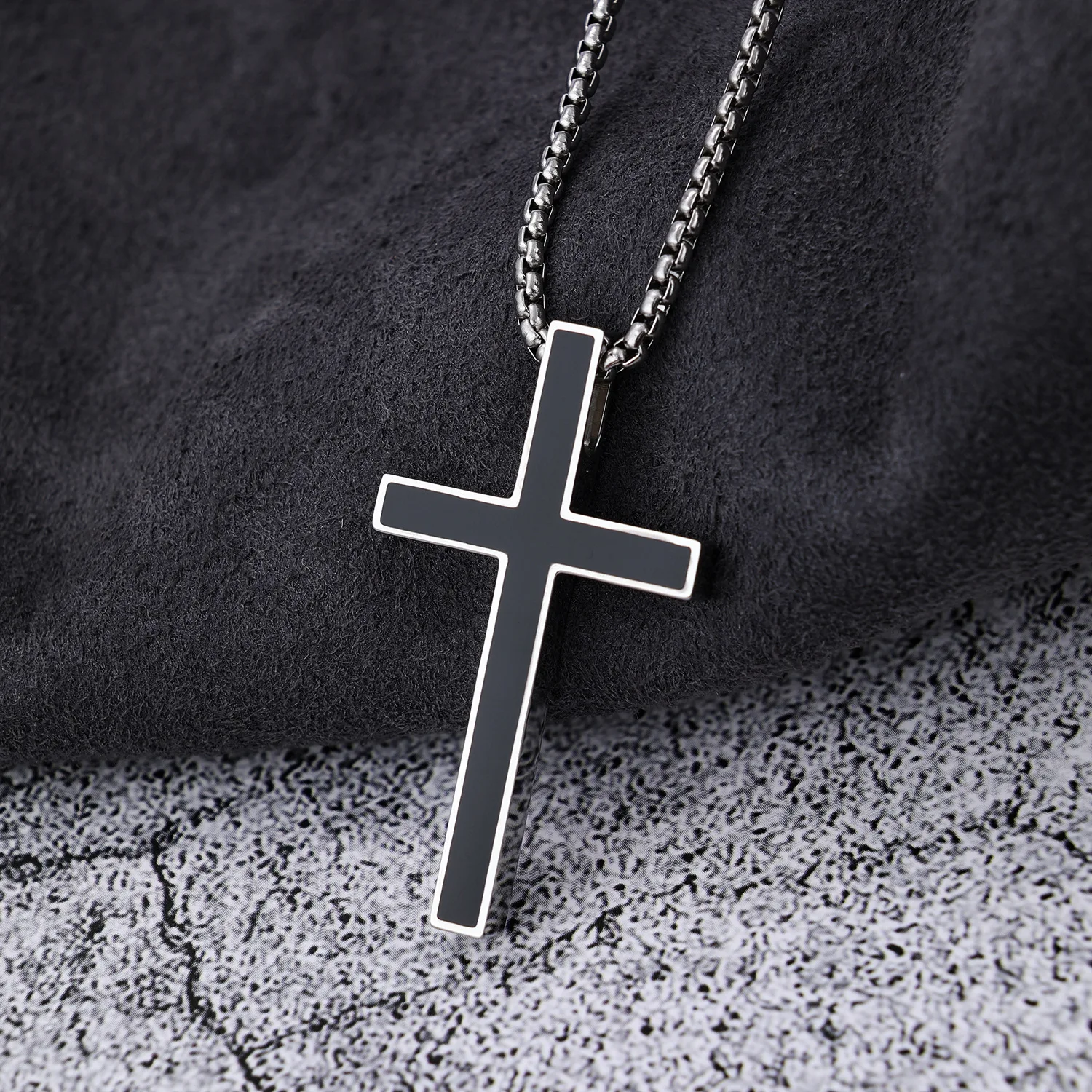 Stainless Steel Simple Gothic Large Black Enamel Cross Pendants - Buy ...