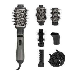 6 1 Multifunctional  Hair Styling Tool Ionic Hot Air Comb Negative Ion Optional Curling Iron Electric Power Source