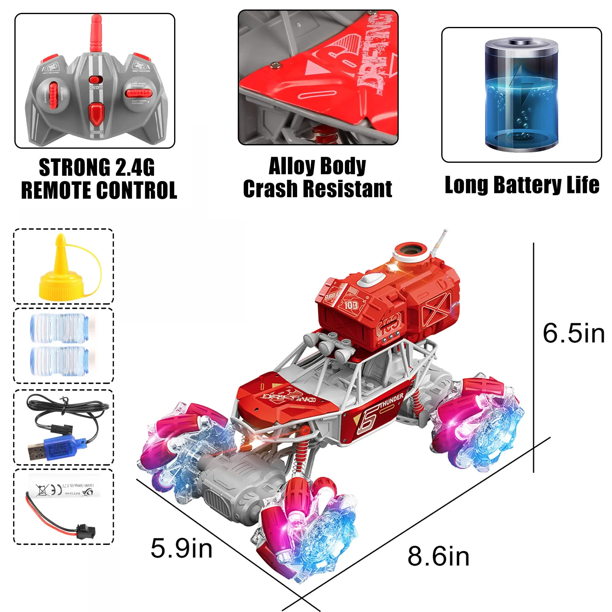 4wd Radio Control Toys 2.4g 1/20 Rc Stunt Car With Bubble/light High