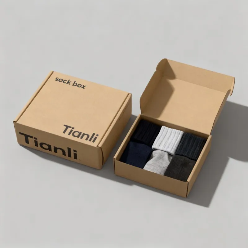 Cartões Ondulados com Impressão Digital para Embalagem de Meias, Roupas e Roupas Íntimas, com Logotipo em Relevo, Caixa de Envio para Meias