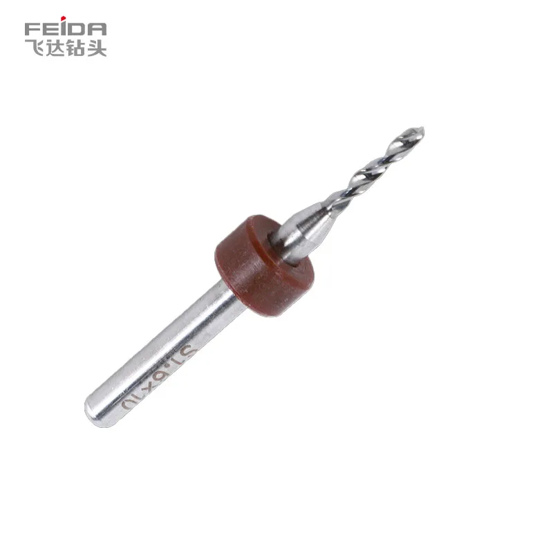 Feida 10pcs/Set 0.1-3.0mm Tungsten Steel Carbide Twist Drill Bits PCB Drilling 38mm Total Length Paint Finish ODM/OEM