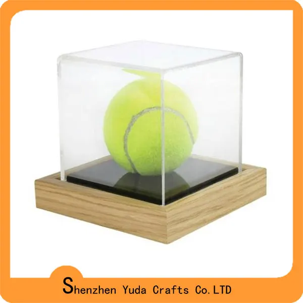 Acrylic Desktop Sport Tennis Ball Display Case with Plastic Base clear Lid