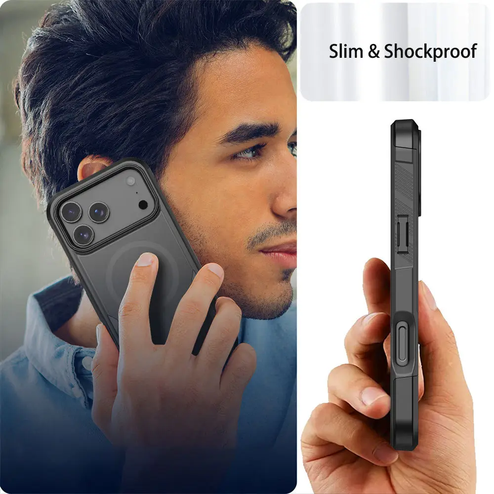 product laudtec 2 in 1 tpu pc shockproof mobile phone case strong magnetic custom logo oem for iphone air 17 15 pro max 17e sjk1117-7